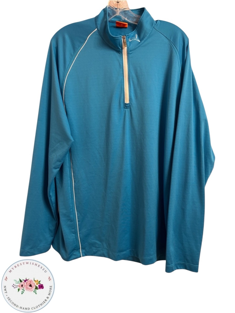 Puma swim Men's size XL x-large Teal Half-Zip Swim Rash Guard uspdry golf active